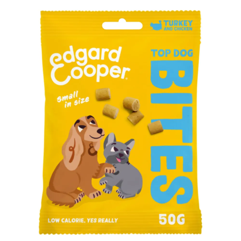 Snacks<Edgard & Cooper Adult Bite S Kalkoen & Kip 50 gr
