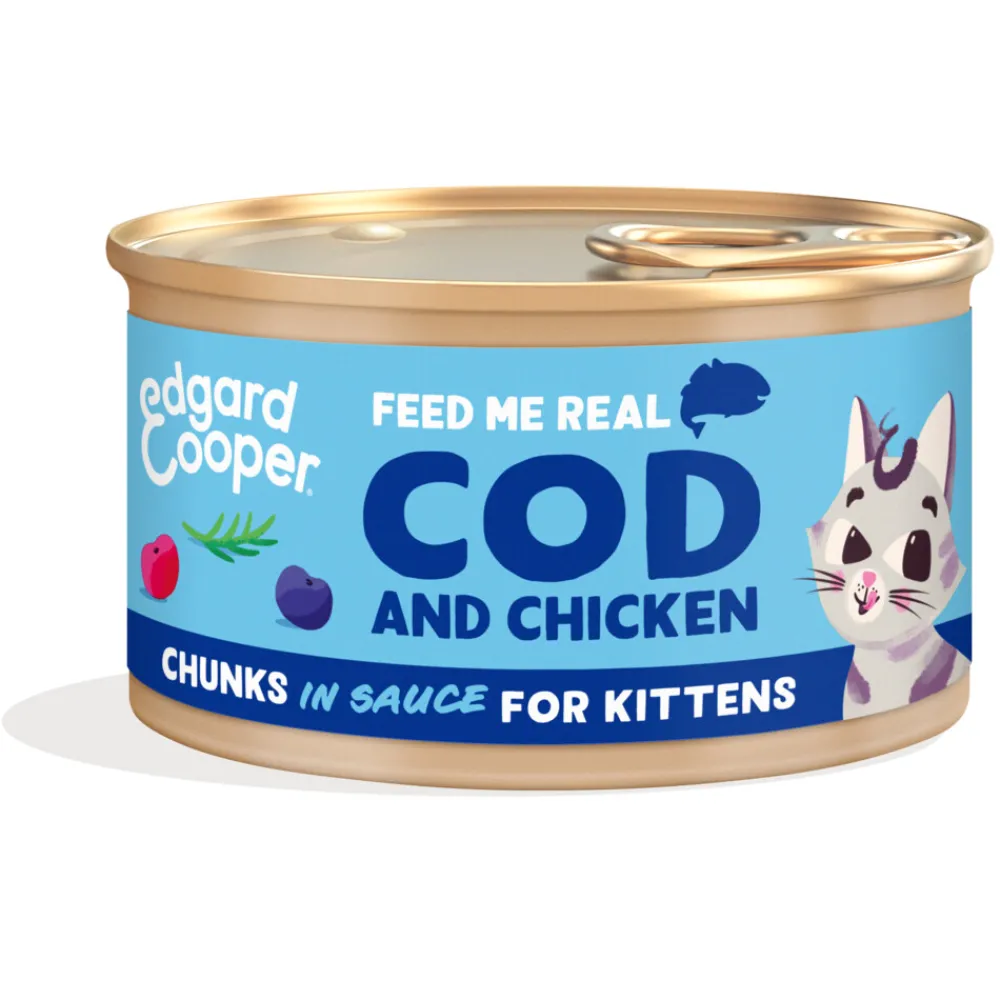 Kattenvoer Kitten Chunks Kabeljauw - Kip 85 gr^Edgard & Cooper Discount