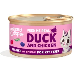 Kattenvoer<Edgard & Cooper Kattenvoer Kitten Chunks Eend - Kip 85 gr