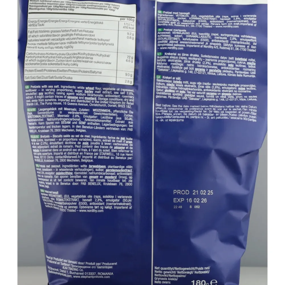 Pretzels Zeezout 180 gr^Elephant Discount