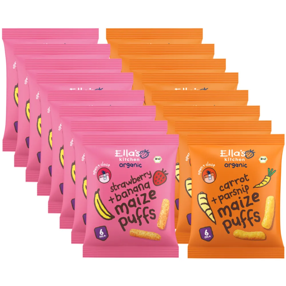 Outlet Ella's kitchen 16 stuks Maize Puffs Pakket Baby & Peutervoeding