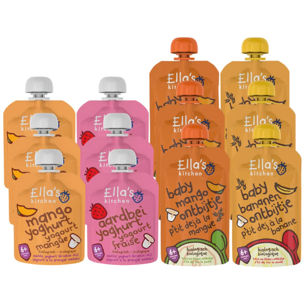 Ella's kitchen 12 Stuks Ontbijtjes en Yoghurtjes Pakket Baby & Peutervoeding