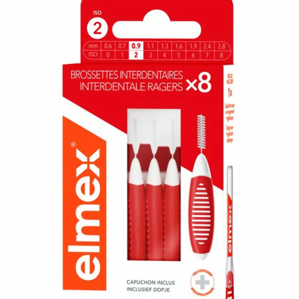 Flossen & Ragen<Elmex Interdentale Ragers 0,9 mm Rood ISO Maat 2 8 stuks