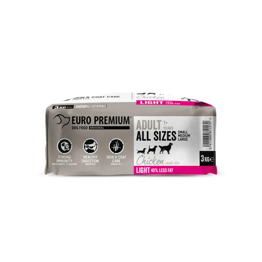 Hondenvoer<Euro-Premium Adult Light 3 kg