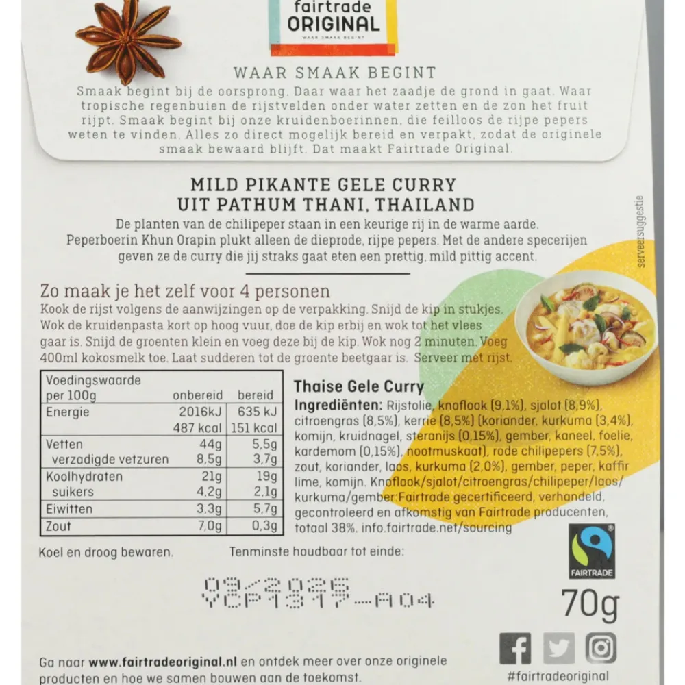 Outlet Kruidenpasta Gele Curry 70 gr Pasta, Rijst & Wraps