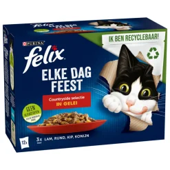 Online Elke Dag Feest Countryside Selectie in Gelei 12 x 85 gr Kattenvoer