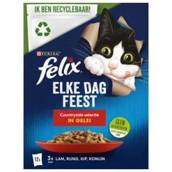 Online Elke Dag Feest Countryside Selectie in Gelei 12 x 85 gr Kattenvoer
