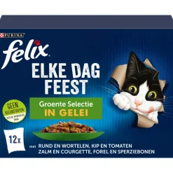 Kattenvoer<Felix Elke Dag Feest Groente Selectie in Gelei 12 x 85 gr