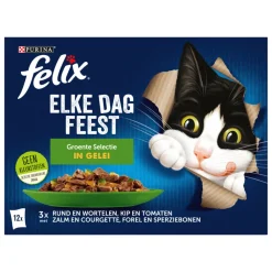 Kattenvoer<Felix Elke Dag Feest Groente Selectie in Gelei 12 x 85 gr