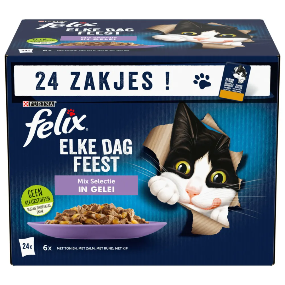 Discount Elke Dag Feest Mix Selectie in Gelei 24 x 85 gr Kattenvoer