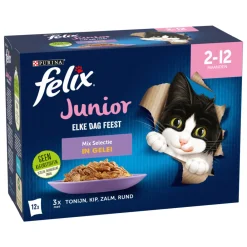 Kattenvoer<Felix Elke Dag Feest Mix Selectie in Gelei Junior 12 x 85 gr