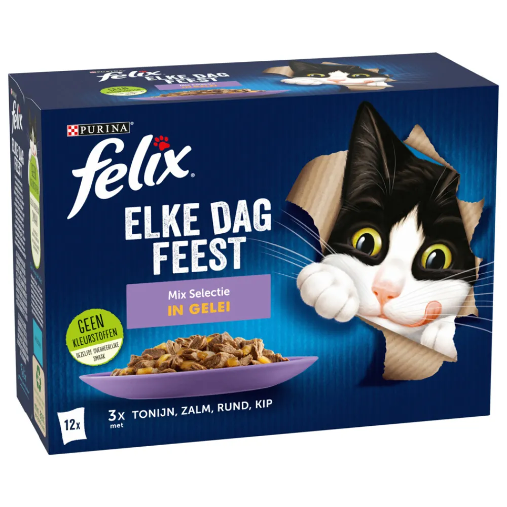 Kattenvoer<Felix Elke Dag Feest Mix Selectie in Gelei 12 x 85 gr