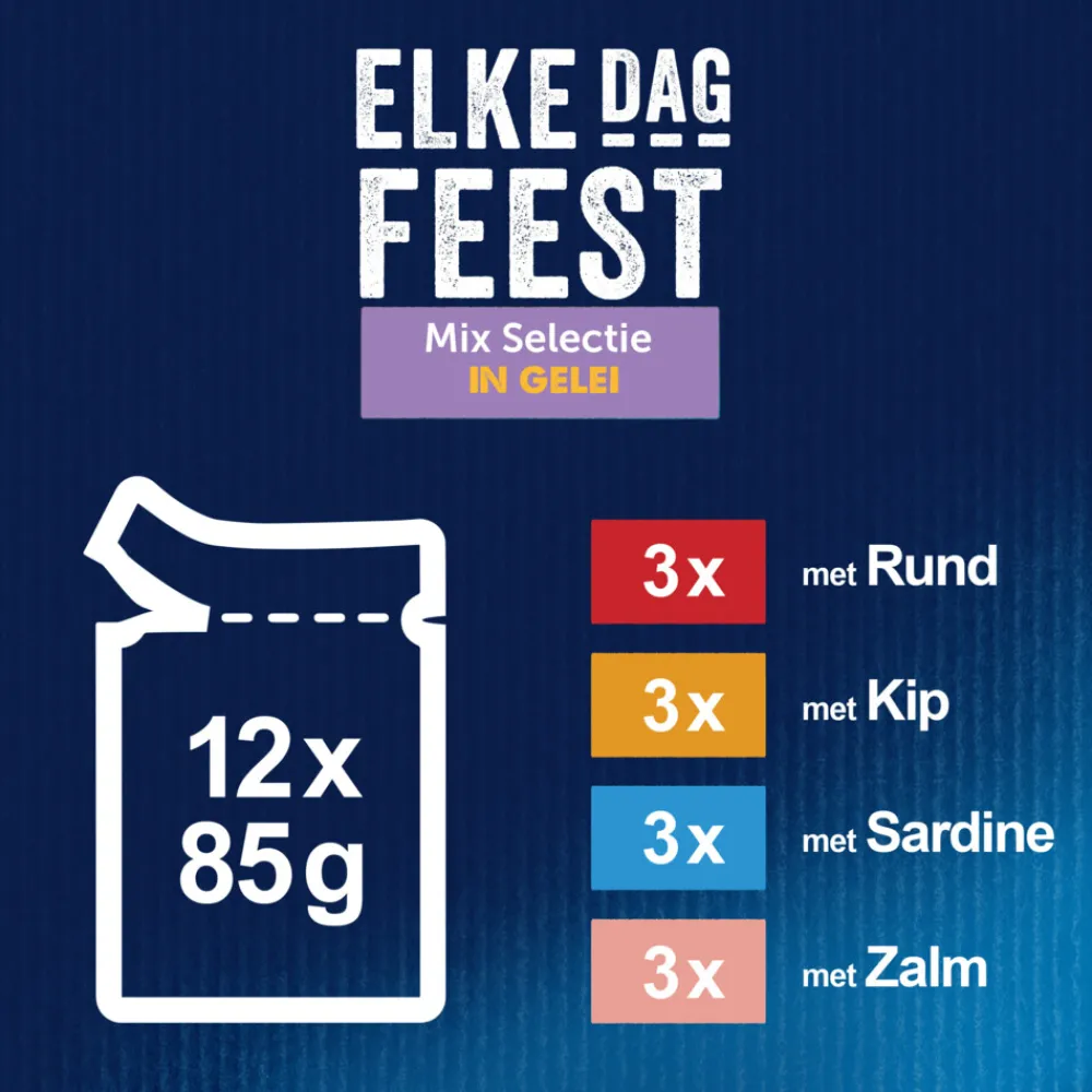 Kattenvoer<Felix Elke Dag Feest Mix Selectie in Gelei 12 x 85 gr
