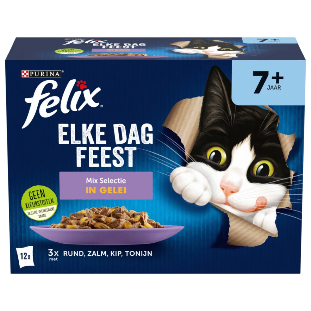 Elke Dag Feest Mix Selectie in Gelei 7+ Jaar 12 x 85 gr^Felix Outlet