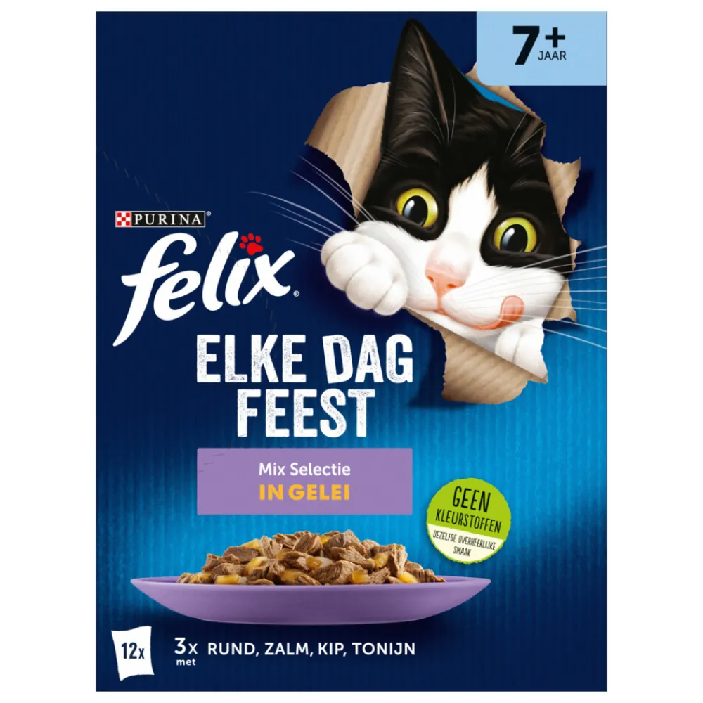 Elke Dag Feest Mix Selectie in Gelei 7+ Jaar 12 x 85 gr^Felix Outlet