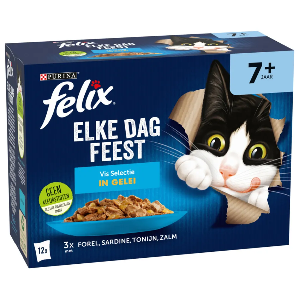Elke Dag Feest Vis Selectie in Gelei 7+ Jaar 12 x 85 gr^Felix Hot