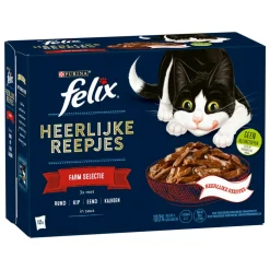 Heerlijke Reepjes Selectie Farm 12 x 80 gr^Felix Online