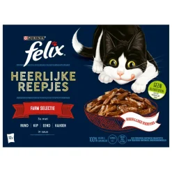 Heerlijke Reepjes Selectie Farm 12 x 80 gr^Felix Online