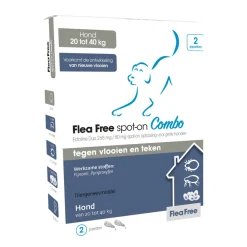Spot-On Combo Anti Vlooien en Teken Druppels Hond 20 - 40 kg 2 pipetten^Flea Free Hot