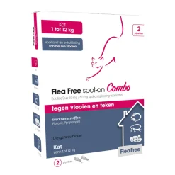 Vlo, Teek & Worm<Flea Free Spot-on Combo Anti Vlooiendruppels Kat vanaf 1 kg 2 pipetten
