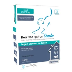 Vlo, Teek & Worm<Flea Free Spot-on Combo Anti Vlooien en Teken Druppels Hond 2-10 kg 2 pipetten