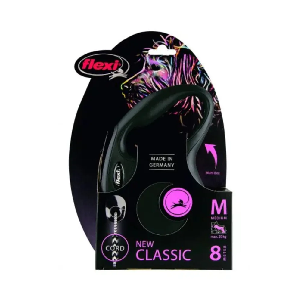 Halsbanden & Uitlaten<Flexi Rollijn Classic Koord 8 mtr tot 20 kg Zwart