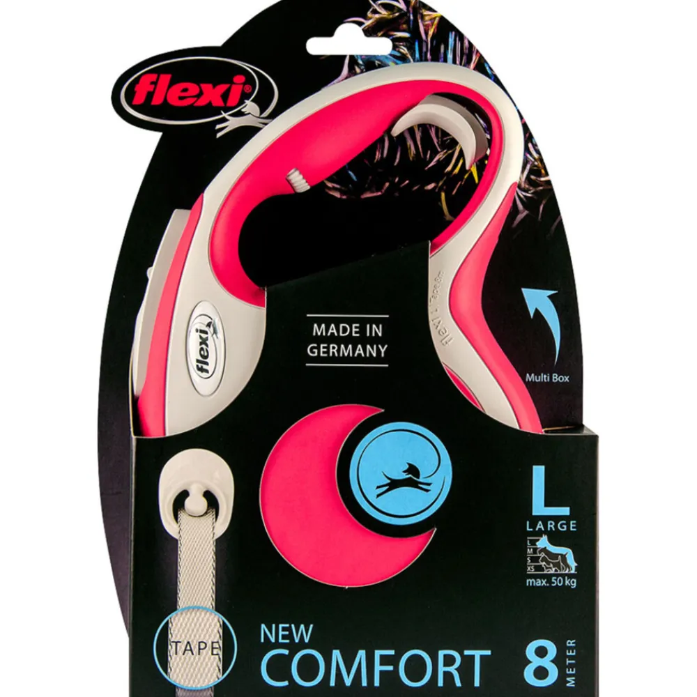 Halsbanden & Uitlaten<Flexi Rollijn New Comfort Tape 8 mtr tot 50 kg Rood