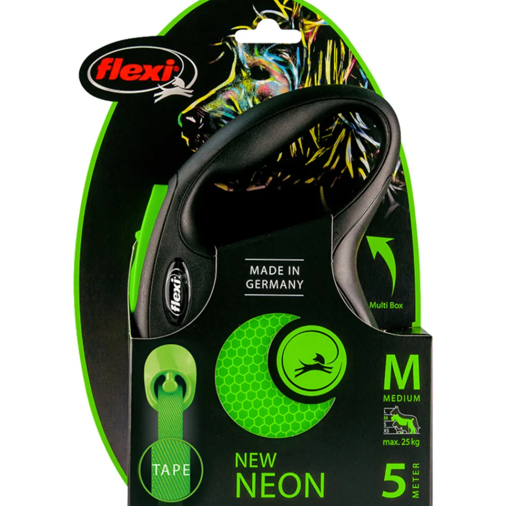 Halsbanden & Uitlaten<Flexi Rollijn New Neon Tape 5 mtr tot 15 kg Groen