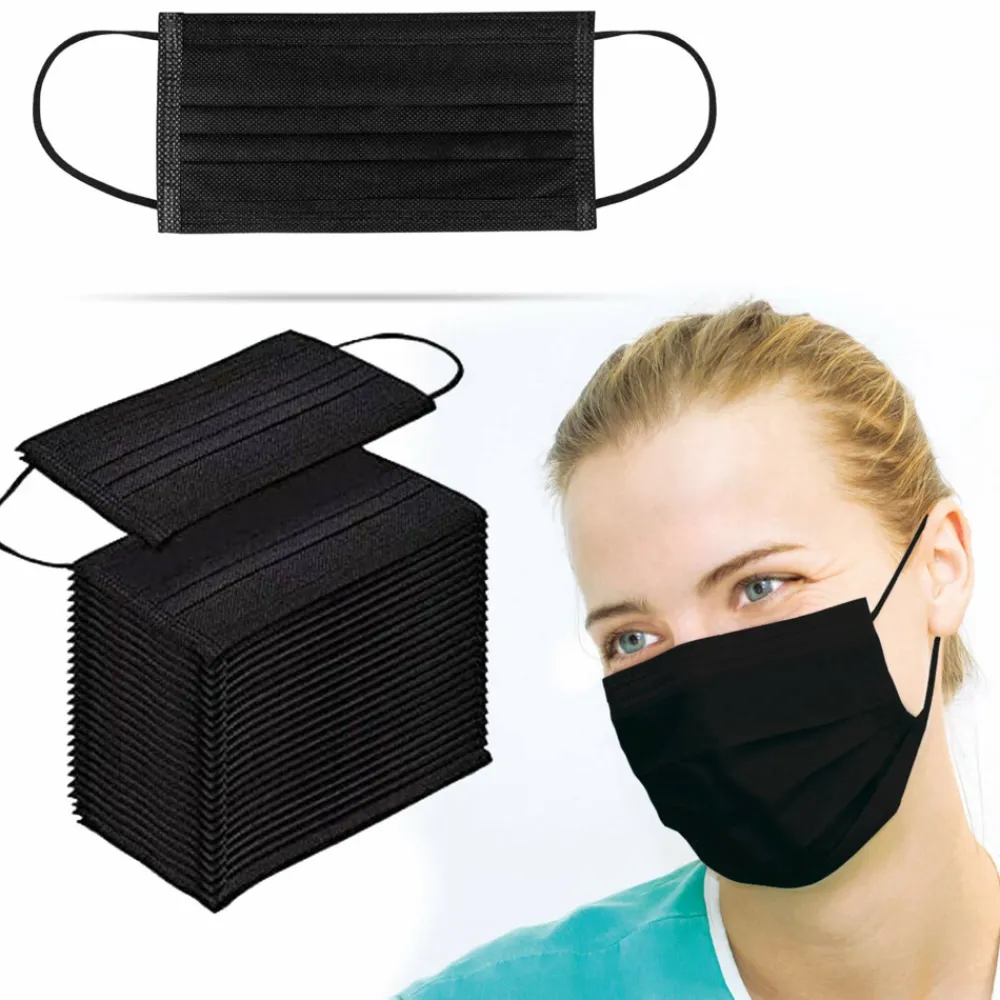 Mondkapjes Zwart 50 stuks^Fohwa Clearance