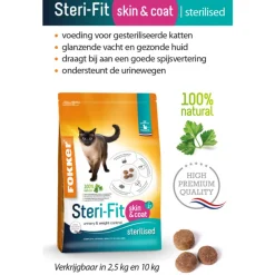 Kattenvoer<Fokker Cat Steri-Fit Skin & Coat 10 + 2 kg