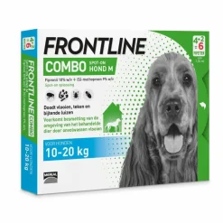 Online Combo Spot On Anti Vlooien en Teken Druppels Hond 10 - 20 kg 6 pipetten Vlo, Teek & Worm