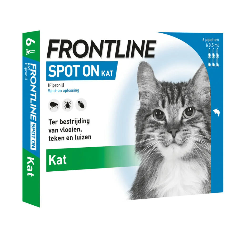 Vlo, Teek & Worm<Frontline Spot On Anti Vlooien en Teken Druppels Kat vanaf 1 kg 6 pipetten