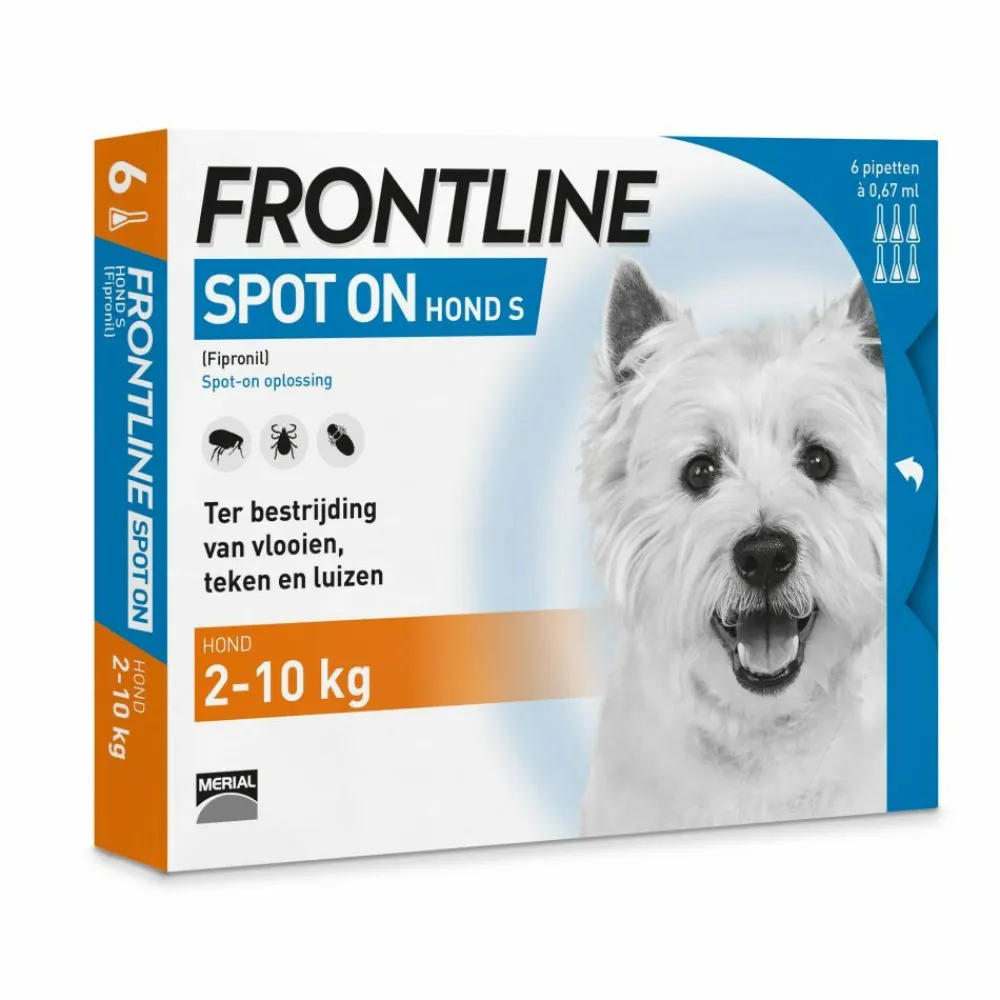 Spot On Anti Vlooien en Teken Druppels Hond 2 - 10 kg 6 pipetten^Frontline