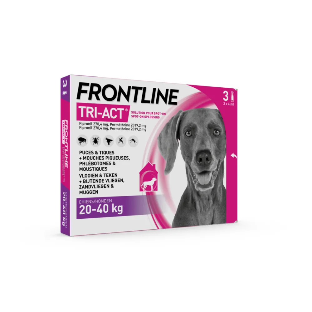 Vlo, Teek & Worm<Frontline Tri-Act Anti Vlooien en Teken Druppels L 3 pipetten