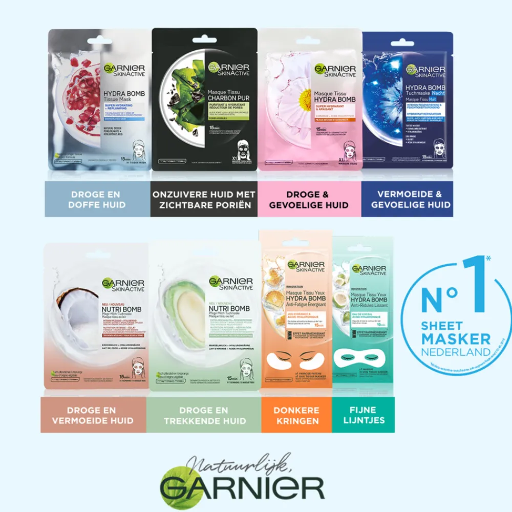 Masker<Garnier SkinActive Tissue Gezichtsmasker Hydraterend & Regulerend