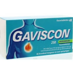 Maag & Darm<Gaviscon 250 mg Pepermunt Kauwtabletten 48 tabletten