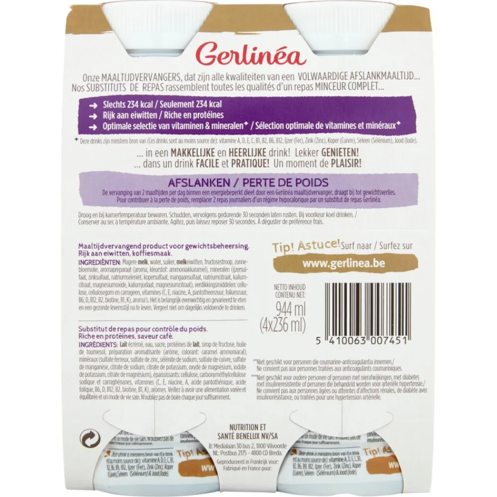Dranken<Gerlinea Mijn Maaltijd Afslank Drink Koffie 4 x 236 ml