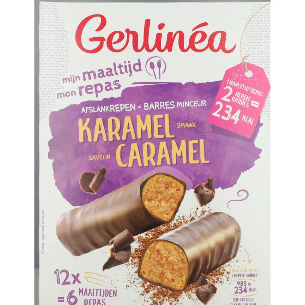 Chocolade|Maaltijdvervangers<Gerlinea Repen Karamel 12x31 gr