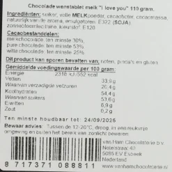 Chocolade<Gijsbert Van Abeele Chocolade Tablet Melk I Love You 110 gr