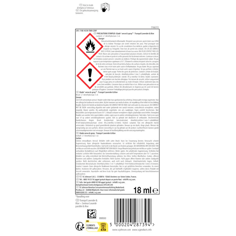 Sense & Spray Tranquil Lavender & Aloe 18 ml^Glade Hot