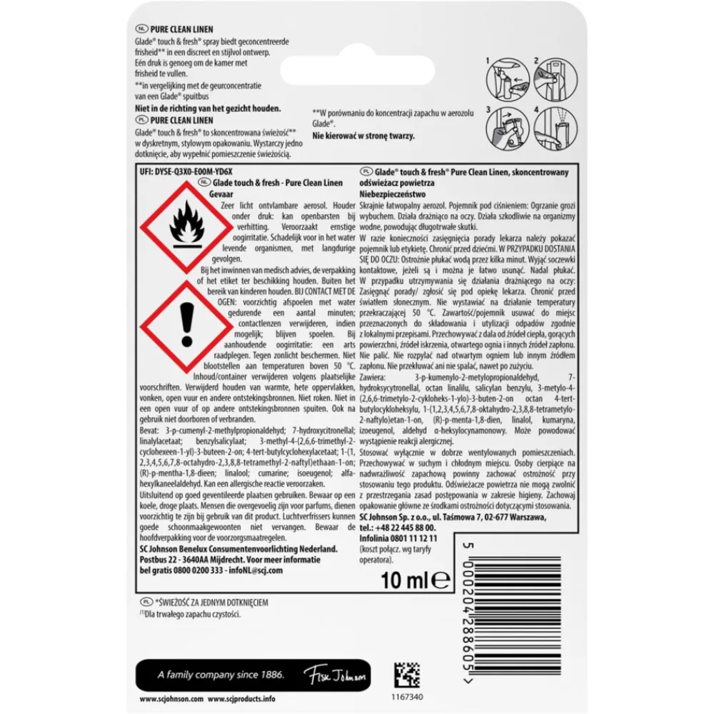 Clearance Touch & Fresh Pure Clean Linen 10 ml Luchtverfrisser