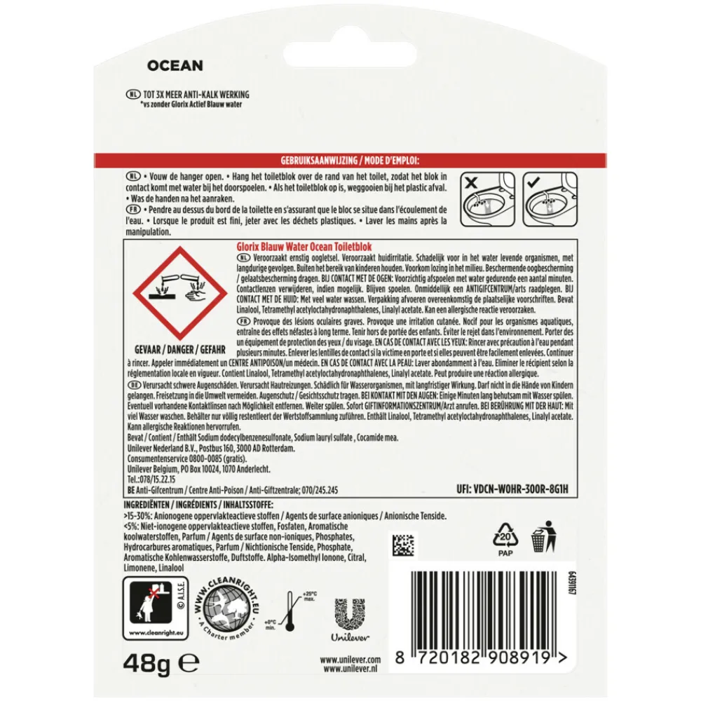 Toiletblok Blauw Water Ocean^Glorix Discount