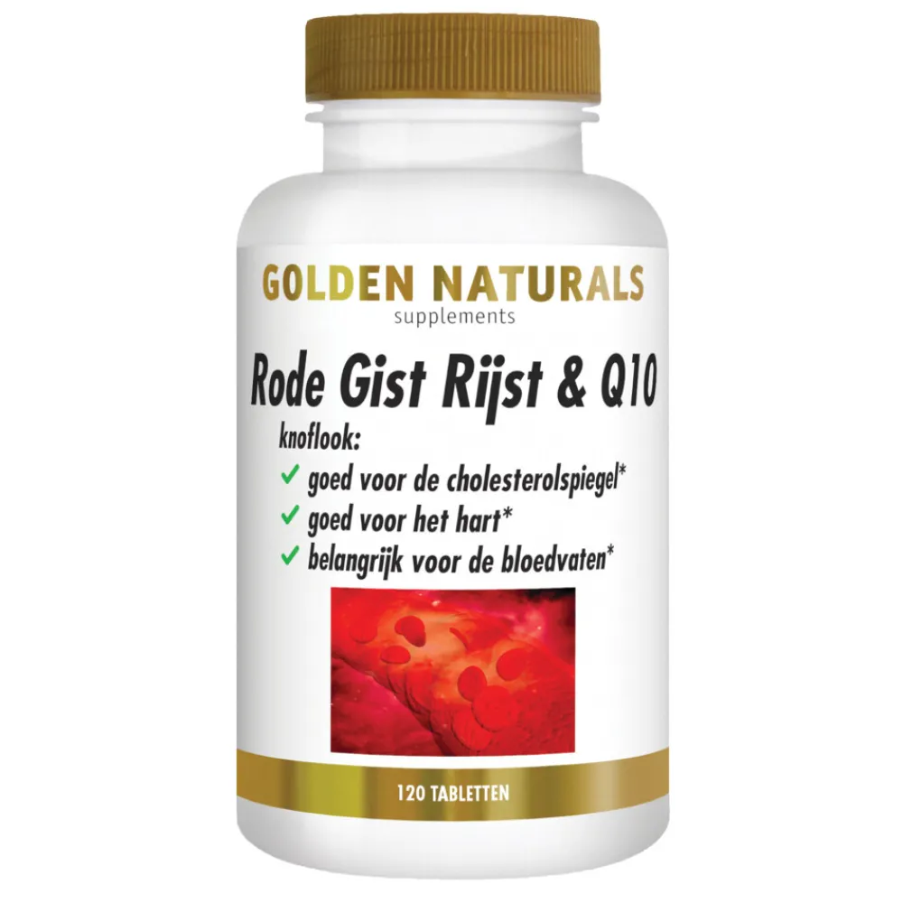 Hart, Bloed & Cholesterol<Golden Naturals Rode Gist Rijst & Q10 Vegan 120 tabletten