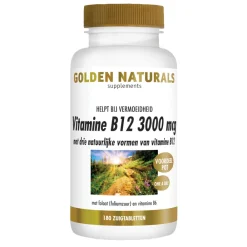 Vitaminen<Golden Naturals Vitamine B12 3000mcg Vegan 180 zuigtabletten