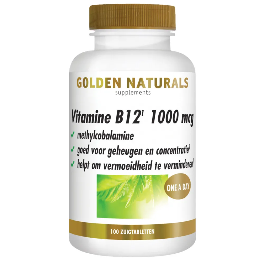 Vitamine B12 1000mcg Vegan 100 zuigtabletten^Golden Naturals