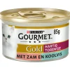 Kattenvoer<Gourmet Gold Blik Hartig Torentje Zalm 85 gr