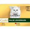Kattenvoer<Gourmet Gold Blik Malse Lekkernijen Multipack 12 x 85 gr