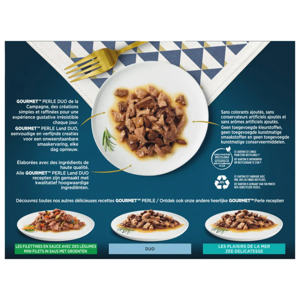 Hot Perle Mini Filets Multipack Land Duo in Saus 12 x 85 gr Kattenvoer