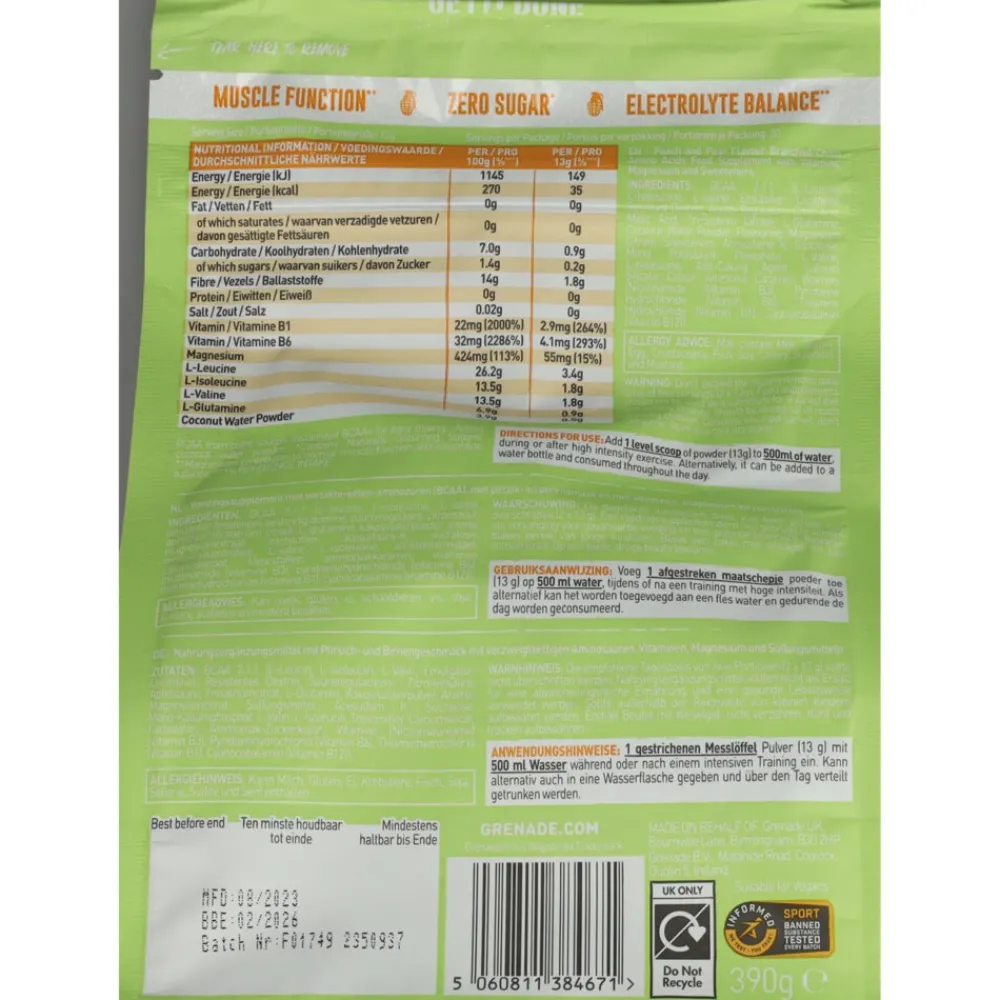 Sportvoeding & Drank<Grenade BCAA Peachy Pear 390 gr