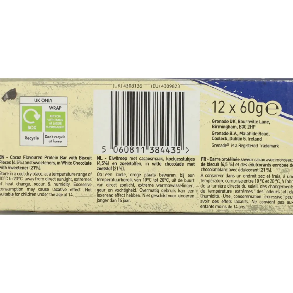 Discount Protein Bars Oreo White 12 x 60 gr Snacks|Sportvoeding & Drank